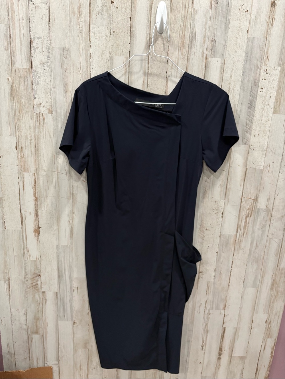 Porto San Francisco Navy Blue Asymmetrical Sheath Dress Size 1 Small Minimalist